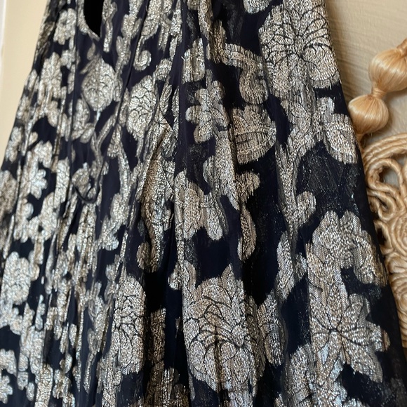 Anthropologie Black and Metallic Gold Swing Mini Dress, Size Medium - Picture 5 of 12